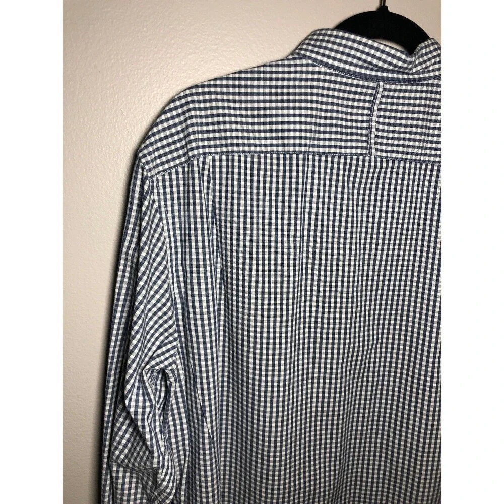 Banana Republic Custom 078 Wash Shirt Camden Fit Large L Blue  Plaid